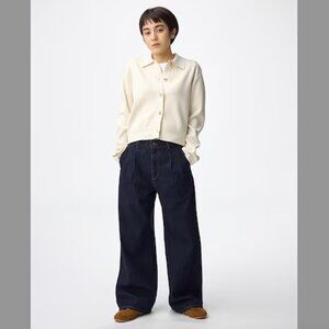 Denim Pleated Trousers